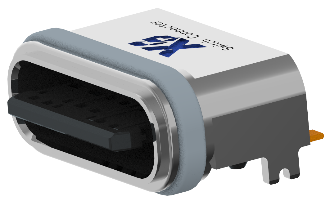 XB-ATCF-06-012 TYPE C 6P 板上防水母座L=6.65mm(U型锌合金外壳)